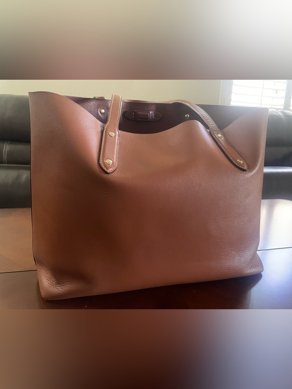 Coach Refined Calf Leather Tote Brown Laptop Bag - Picture 5 of 16
